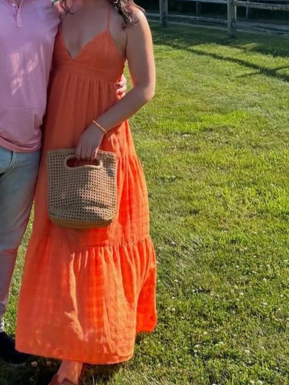 Slate & Willow Vibrant Orange Tiered Maxi Dress